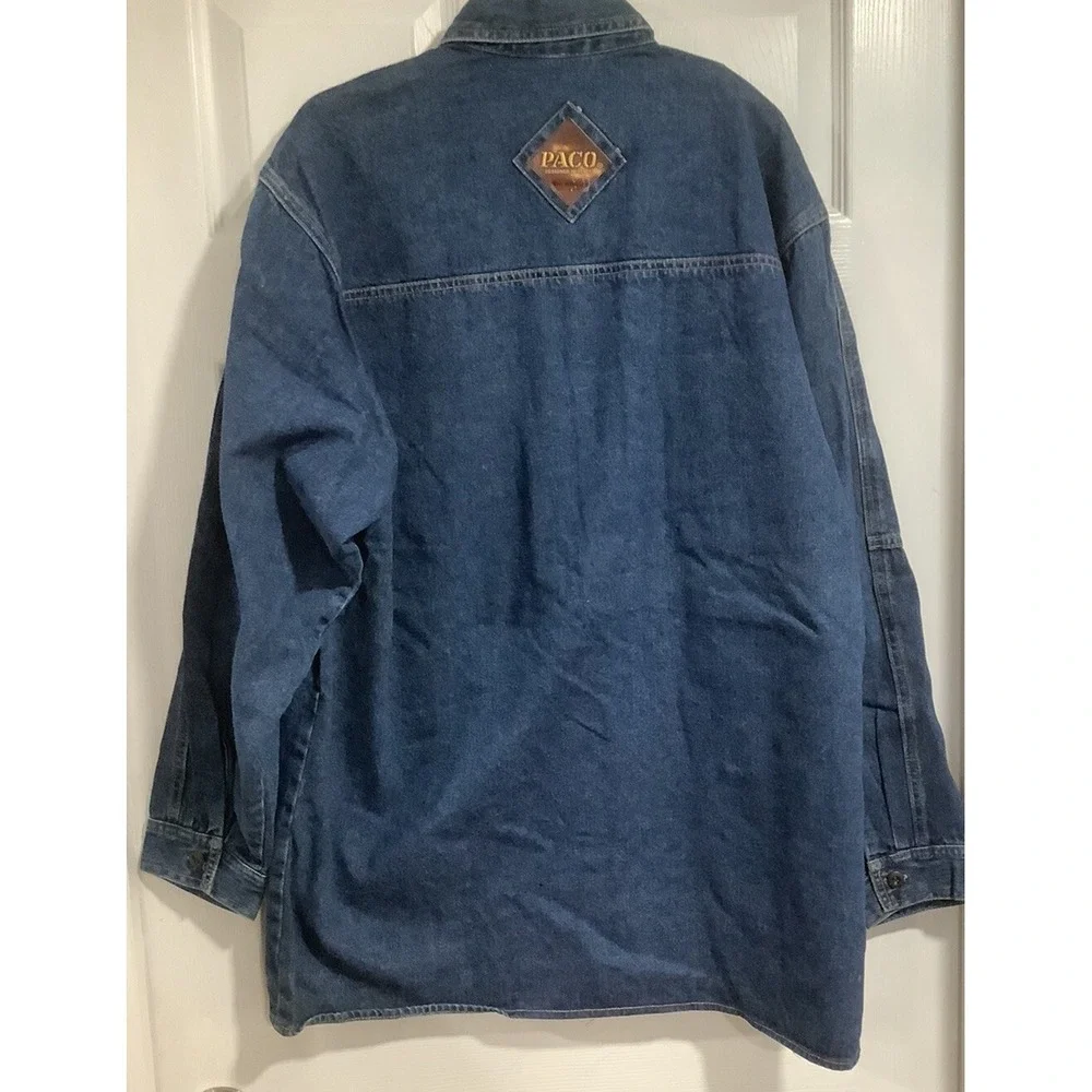 Vintage PACO Jeans Denim Jacket Mens M Lined Quilted Warm Dark Wash 90s